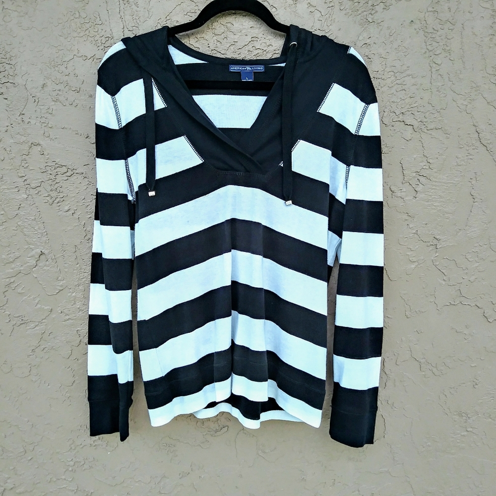 AMERICAN LIVING SWEATSHIRT HOODIE STRIPED WOMANS